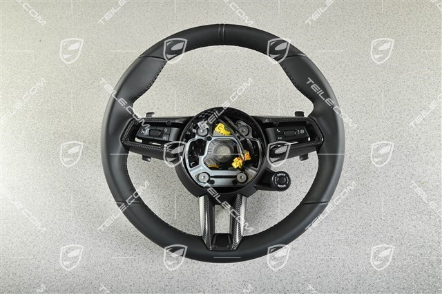 Multifunction steering wheel, sports chrono, heated, black leather/carbon