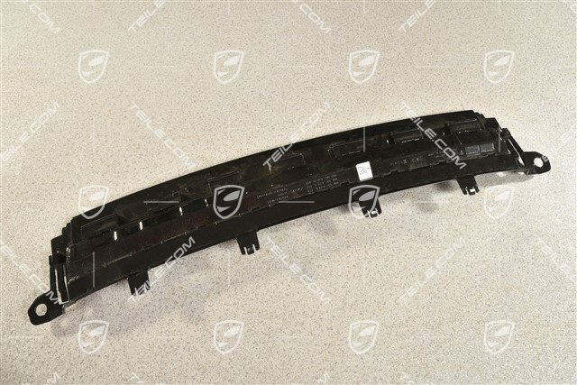 Trim, upper / rear, Porsche logo, black high gloss