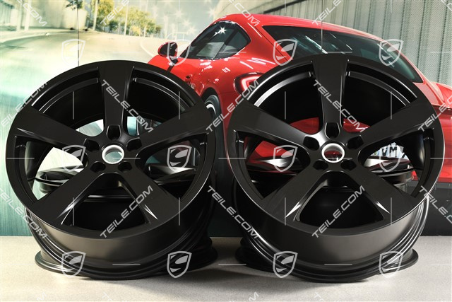 20-inch wheel rim set "Macan Sport", 9J x 20 ET26 + 10J x 20 ET19, in black satin mat
