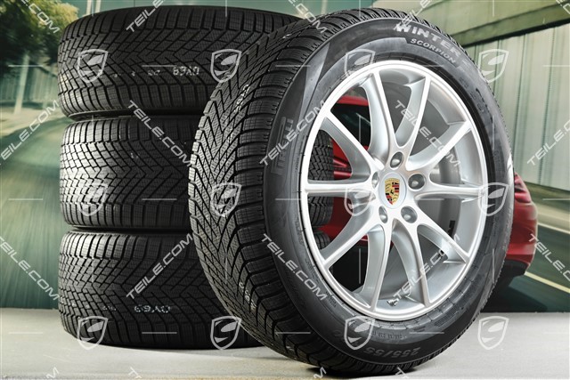 20" Cayenne Design Winterräder Satz, Felgen 9J x 20 ET50 + 10,5J x 20 ET64 + NEUE Pirelli Winterreifen 255/55 R20 + 295/45 R20, mit RDK-Sensoren