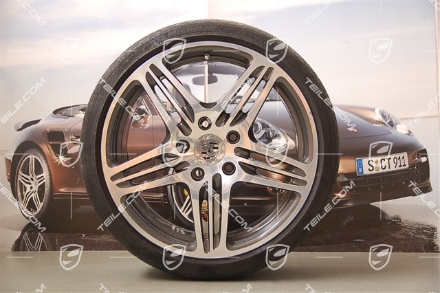 19" Komplet kół letnich Turbo I, felgi 8,5J x 19 ET 56 + 11J x 19 ET51 + NOWE opony letnie 235/35 ZR19 + 305/30 ZR19, czujniki ciśnienia RDK