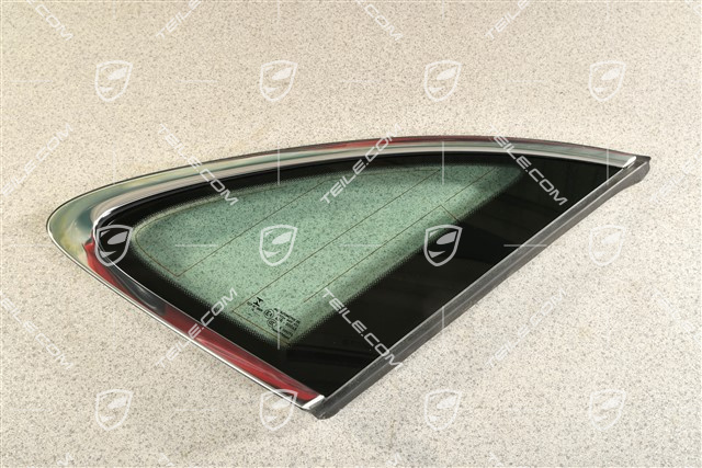 Side window with moulding, aluminium package Chrome look, heated, L