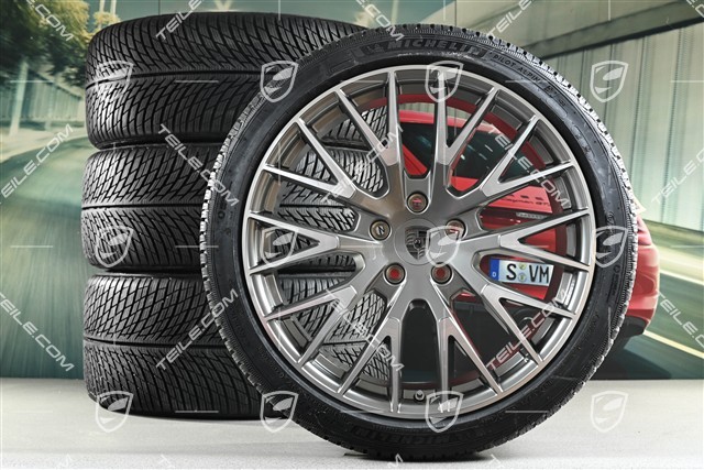 21" Panamera Exclusive Design Winterräder Satz, Felgen 9,5J x 21 ET71 + 10,5J x 21 ET71 + Michelin Winterreifen 275/35 R21 + 315/30 R21, Platinsilber