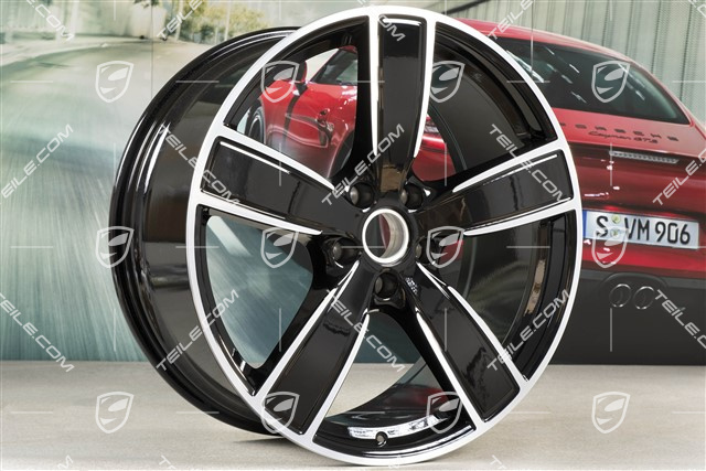 22" Komplet felg Cayenne Sport Classic, 10J x 22 ET48 + 11,5J x 22 ET61, czarny wysoki połysk