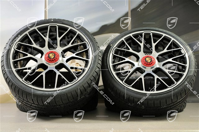 GT3 20" koła zimowe, komplet, "Turbo S" central. moc., 9J x 20 ET51 + 11J x 20 ET59 + opony zimowe Pirelli 245/35 R20+295/30 R20, czujniki RDK