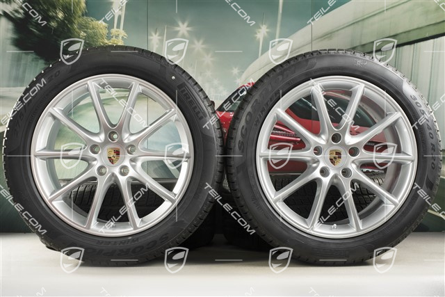20" Cayenne Design Winterräder Satz, Felgen 9J x 20 ET50 + 10,5J x 20 ET64 + Pirelli Winterreifen 275/45 R20 + 305/40 R20, mit RDK-Sensoren