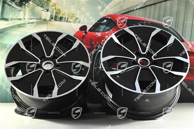 20" Felgensatz Turbo Aero Design, 9J x 20 ET54 + 11J x 20 ET60, schwarz hochglanz mit glanzgedrehter Stirnf
