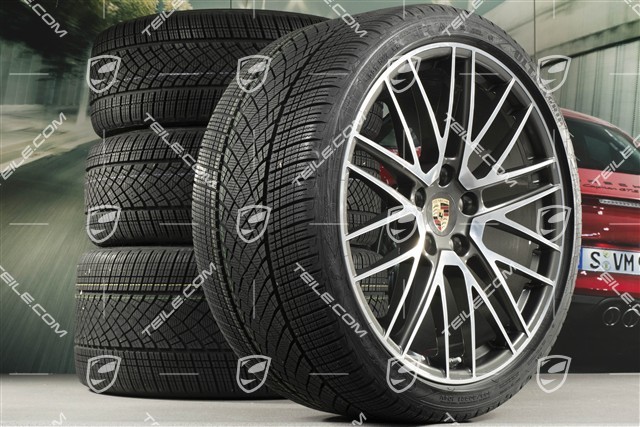 20"+21" Turbo V Winterräder Satz, Felgen 8,5J x 20 ET40 + 11J x 21 ET66 + Goodyear Winterreifen 245/35 R20 + 305/30 R21, DOT/Bj. 2020
