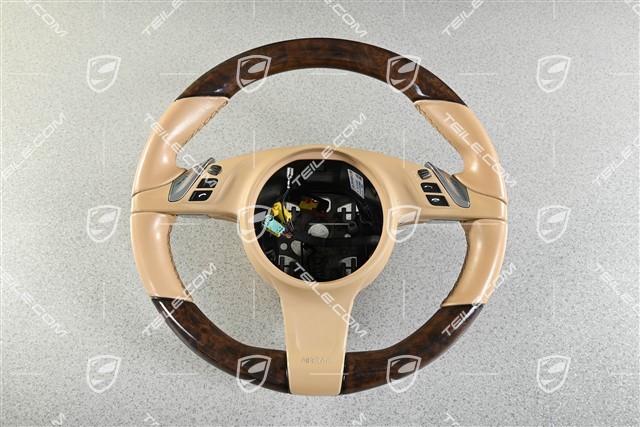 Kierownica multifunkcyjna, Podgrzewanie, Przyciski zmiany biegów, Luxor beige, walnut high gloss