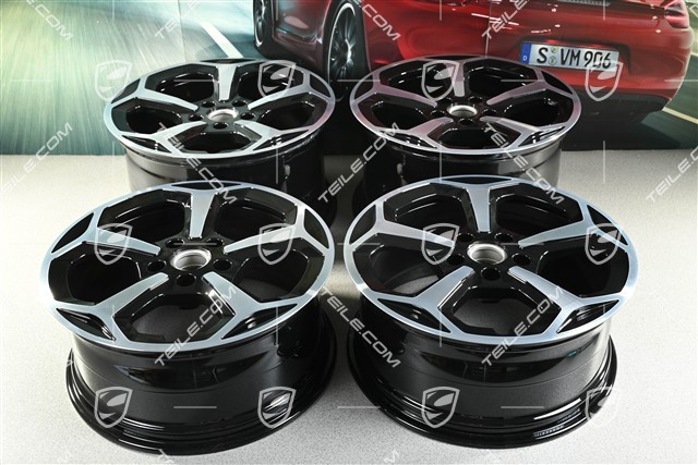 20-inch Taycan Offroad Design wheel rim set, 9J x 20 ET54 + 11J x 20 ET60, black high gloss + glossy Surface