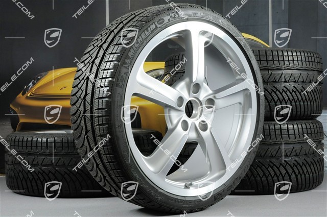 20" Cayman GT4 SportTechno Winterräder Satz, Felgen 8,5J x 20 ET57 + 10J x 20 ET50 + NEUE Michelin Winterreifen 235/35 R20 + 275/30 R20, mit RDK-Sensoren