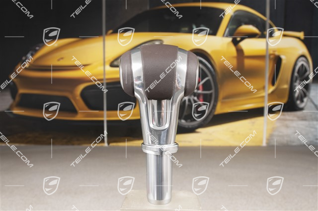 Gearshift knob Aluminium, leather, Espresso