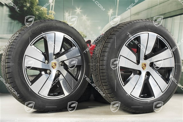 19" koła zimowe Taycan S, komplet, felgi 8J x 19 ET50 + 10J x 19 ET47 + NOWE opony zimowe Continental 225/55 R19 + 275/45 R19