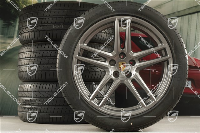 20" Turbo Sommerräder Satz, Felgen 9J x 20 ET26 + 10J x 20 ET19 + Pirelli Sommerreifen 265/45 R20 + 295/40 R20, Platinum, mit RDK-Sensoren