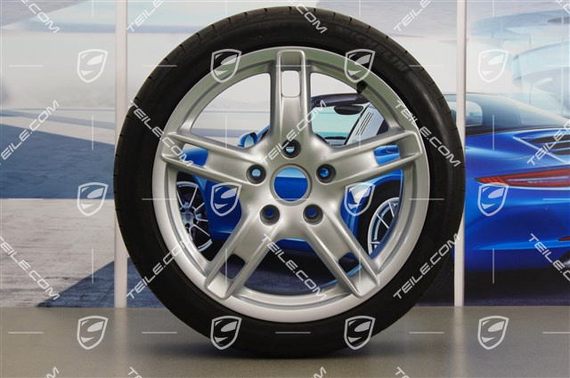 18-inch summer wheels set Boxster S, rims 8J x 18 x ET 57 + 9J x 18 x ET 43 + Michelin PilotSport summer tyres 235/40 R18 + 265/40 R18
