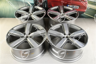 22" Komplet felg Cayenne Coupe Exclusive Design Sport, 10J x 22 ET48 +11,5J x 22 ET52, platynowy srebrny