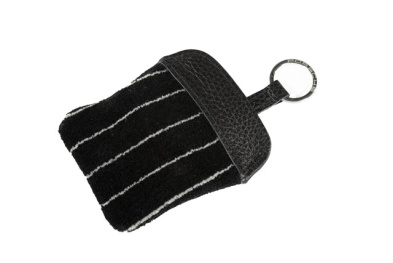Porsche Classic Schlüssel-Etui, mit geprägtem Porschewappen, Nadelstreifenvelours, schwarz/weiß