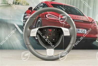 Sports steering wheel, Leather, Manual transmission, Stone grey with Speed Yellow