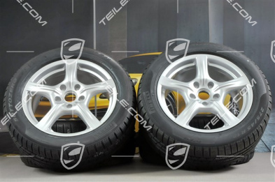 18" Komplet kół zimowych Panamera, 8J x 18 ET 59 + 9J x 18 ET 53, z oponami zimowymi Pirelli Sottozero II 245/50 R18 + 275/45 R18, bez czujników ciśnienia