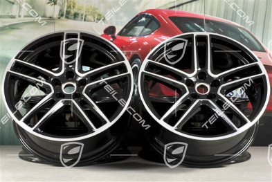 20" Komplet felg "Macan Turbo", 9J x 20 ET26 + 10J x 20 ET19, BORBET, czarny perłowy metalik Jet Black