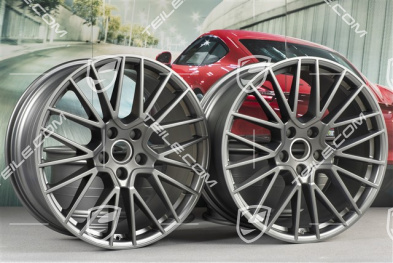 21" Felgensatz Cayenne RS Spyder, 11J x 21 ET58 + 9,5J x 21 ET46, Platinum Seidenmatt