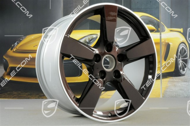 19-inch Cayman S wheel set, 8J x 19 x ET 57 + 9,5J x 19 x ET 45, rims spokes in Mahogany Metallic