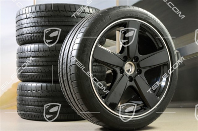 21" Sport Classic Sommerräder Satz, Felgen 10J x 21 ET50 + Sommerreifen 295/35 R21, lackiert in Schwarz (hochglanz), mit RDK-Sensoren
