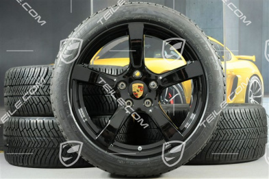 19" Cayman S Winterräder Satz, Felgen 8J x 19 ET57 + 10J x 19 ET45, Michelin Pilot Alpin 4 Winterreifen 235/40 R19 + 265/40 R19, schwarz hochglanz