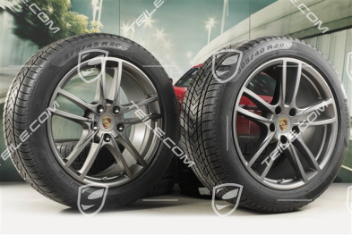 20-inch Cayenne COUPE Sport winter wheel set, rims 9J x 20 ET50 + 10,5J x 20 ET55 + NEW Pirelli winter tyres 275/45 R20 + 305/40 R20, with TPMS, Platinum satin matt