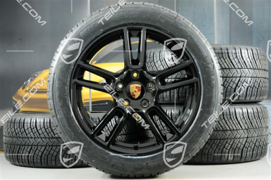 19-inch winter wheels set "Panamera", rims 9J x 19 ET64 + 10,5 J x 19 ET62 + NEW Michelin Pilot Alpin 4 winter tyres 265/45 R19 + 295/40 R19, black high gloss