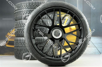 20" Turbo S Zentralverschluss Winterräder Satz für Turbo S, Felgen 8,5J x 20 ET51 + 11J x 20 ET59 + Michelin Pilot Alpin PA4 Winterreifen 245/35 R20+295/30 R20, RDK-Sensoren, schwarz seidenmatt