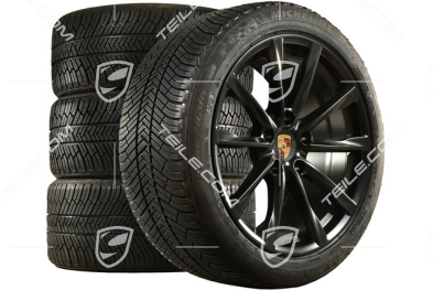 19" Boxster S koła zimowe komplet, felgi 8J x 19 ET57 + 10J x 19 ET45 + NOWE opony zimowe Michelin Pilot Alpin 4: 235/40 R19 + 265/40 R19, czarny satynowy półmat