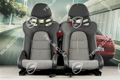 Bucket seats GT3RS / GT2RS, Carbon, leather+Pepita, black, set, L+R