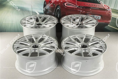 20"+21" GT2RS/GT3RS Magnesium wheel rim set, wheel rims 9,5 J x 20 ET50 + 12,5 J x 21 ET48, brilliant silver