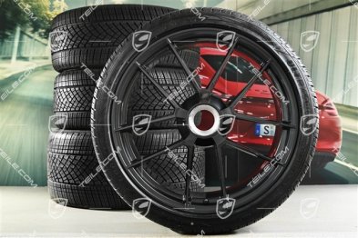 20"+21" Carrera GTS, koła zimowe, komplet, mocowane centralnie, felgi 8,5J x 20 ET50 + 11J x 21 ET82 + NOWE opony zimowe Goodyear 245/35 R20 + 305/30 R21, z czujnikami ciśnienia, Anthracite Grey