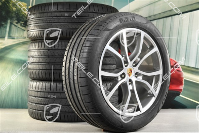 21" Cayenne Exclusive Design Sommerräder Satz, Felgen 9,5J x 21 ET46 + 11,0J x 21 ET58 + NEUE Pirelli P Zero Sommerreifen 285/45 R21 + 315/40 R21, mit RDK-Sensoren