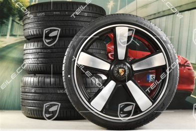 20"+21" Sport Classic Sommerräder Satz, Felgen 9,5J x 20 ET44 + 12J x 21 ET70 + NEUE Pirelli Sommerreifen 255/35 R20 + 315/30 R21, schwarz hochglanz