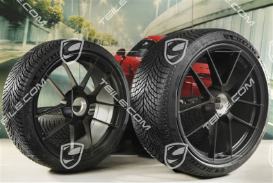 20"+21" Carrera GTS Winterrädersatz mit Zentralverschluss, Felgen 8,5J x 20 ET50 + 11J x 21 ET82 + NEUE Michelin Winterreifen 245/35 R20 + 305/30 R21, mit RDK-Sensoren, Antrazitgrau