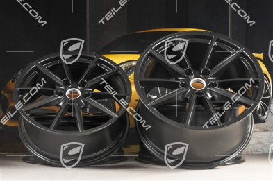 20+21-inch wheel rim set Carrera S, rims: front 8,5J x 20 ET53 + rear 11,5J x 21 ET67, black satin matt