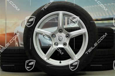 18" Boxster summer wheel set, 8J x 18 ET57 + 9J x 18 ET47 + summer tyres Goodyear Eagle F1 235/45 R18 + 265/45 R18, without TPM
