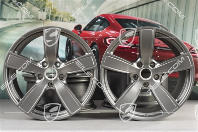 20" Felgensatz Carrera Sport, 8,5J x 20 ET49 + 11,5J x 20 ET56, Platinum Seidenmatt
