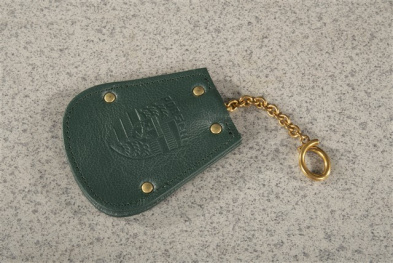 Schlüssel Etui, Logo REUTTER + Porsche Wappen, Leder, dunkelgrün