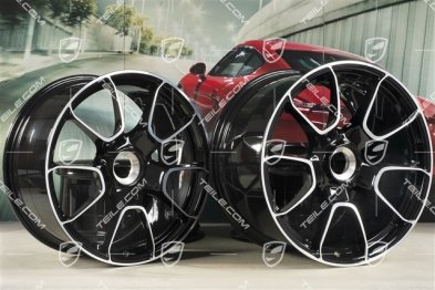 20"+21" Turbo S Exclusive Design Felgensatz, 9,5J x 20 ET44 + 12J x 21 ET70, Schwarz Hochglanz