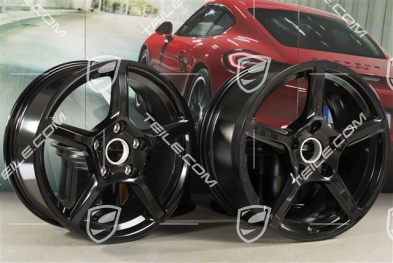 18-inch wheel rim set "Boxster", 8J x 18 ET57 + 9J x 18 ET47, black high gloss