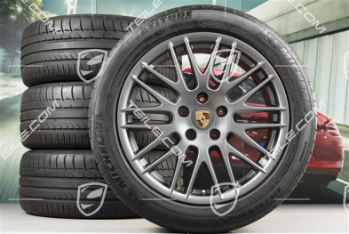 20" RS Spyder Design Sommerräder Satz, 4x Felgen 9,5J x 20 ET47 + NEUE Michelin Sommerreifen 275/45 R20, in Platinum Seidenmatt, mit RDK