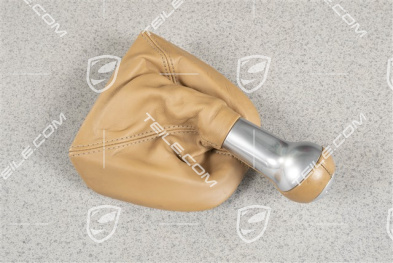 Schalthebelknopf, Sandbeige, Leder / Aluminium, 6-gang schaltgetriebe