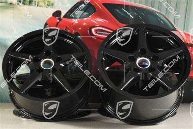 18-inch Carrera III wheel set, 8J x 18 ET57 + 10J x 18 ET58, C2 / C2S, black high gloss