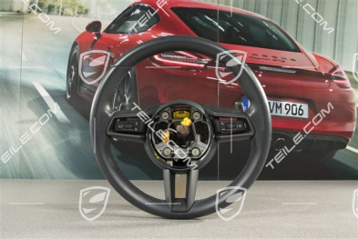 PDK, Multifunction steering wheel, 3-spoke, Leather Graphite Blue