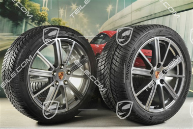 20" Panamera Turbo Winterräder Satz, Felgen 9,5J x 20 ET71 + 10,5J x 20 ET71 + Bridgestone Winterreifen 275/40 R20 + 315/35 R20, Adamantium