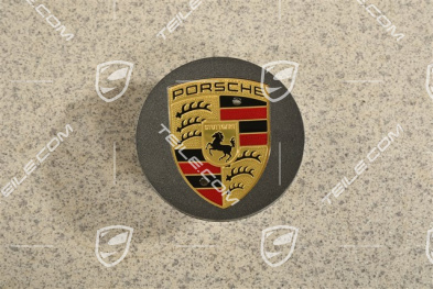 Hub cap, concave, coloured crest, Titanium